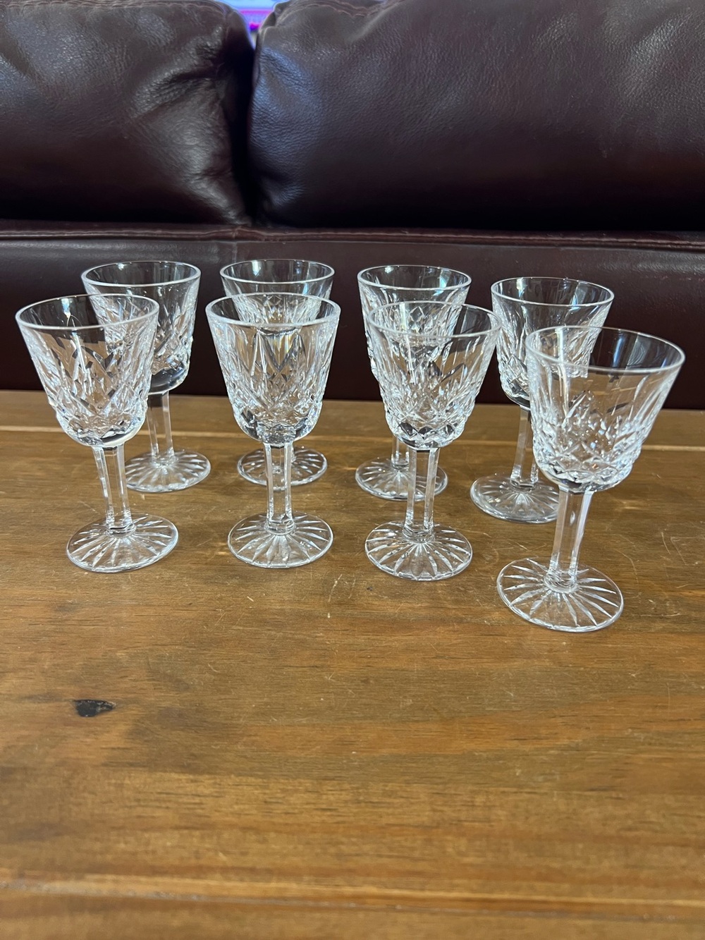 Waterford Lismore Cordial glasses set of 8 in perfect condition. 3.5”tall